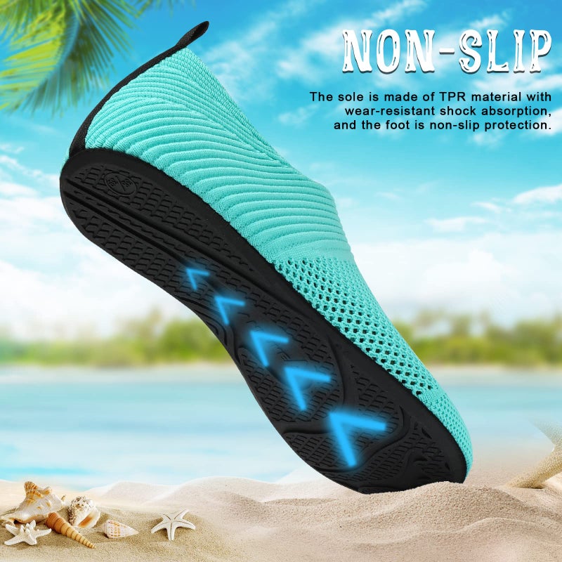 ANLUKE Water Shoes for Womens Mens Barefoot Quick-Dry Aqua Socks for Beach Swim Surf Yoga (38/39, KGreen) - Image 5